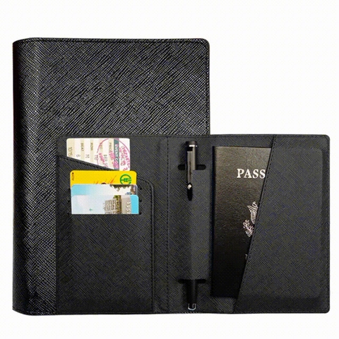 Saffiano PU Leather Passport Holder Multi Functional Travel Cover With Pen Loop And Card Slots Business Minimalist