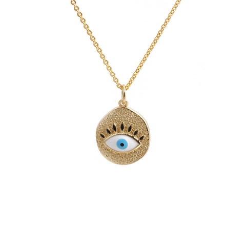 Collar Con Colgante De Ojo De Mal De Corazón Cobre Micro Incrustaciones Circonia Moda Dorada Joyería Simple Para Mujeres