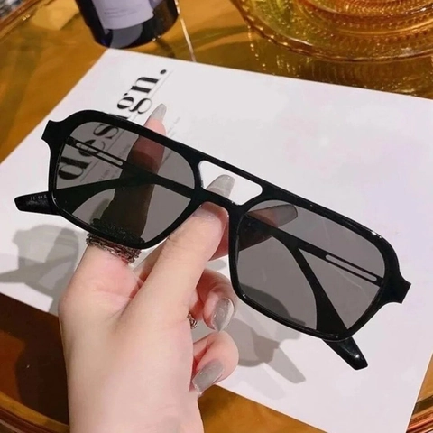 Sunglasses Retro Double Bridge Square Oversized PC Metal Frame UV400 Protection Fashion For Men Women