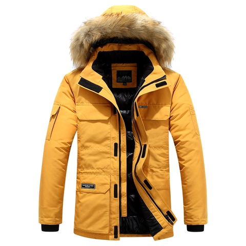 Men Winter Thickened Padded Jacket Detachable Hooded Casual Workwear Thermal Coat Plus Size