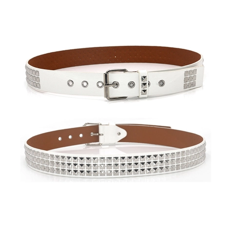 Cintura in Ecopelle Punk Con Borchie a Piramide Argento Fibbia in Metallo Cinturino Gotico Rock per Uomo Donna Accessori