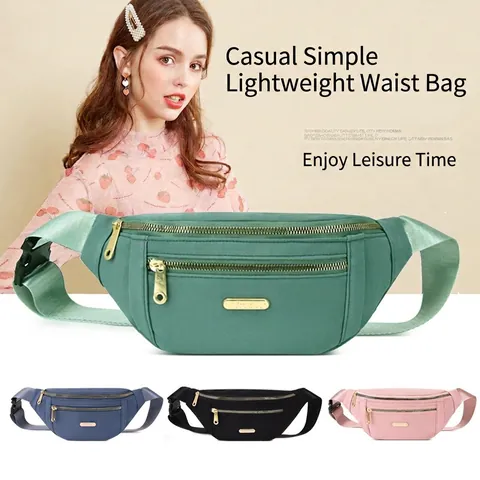 Unisex Fashion Waist Bag Nylon Waterproof Chest Crossbody Pack Multi Layer Zipper Adjustable Strap Streetwear Casual Style