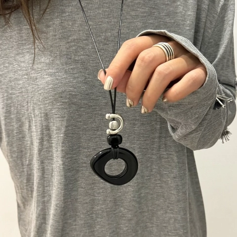 Collana Con Pendente Geometrico Vintage Resina Lunga Lega Cerchio Irregolare Cuore Catena Maglione Stile Etnico Gioielli Da Donna