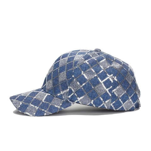 Fashion Sequin Baseball Cap Diamond Lattice Glitter Denim Style Sun Hat Adjustable Sparkly Hip Hop Trucker Hat For Unisex