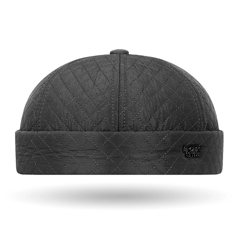 Men's Winter Warm Docker Hat Brimless Quilted Polyester Cap Fleece Lined Adjustable Sports Style Solid Color Casual