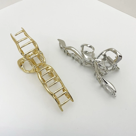 Große Haarklammer Aus Legierung Metall Strass Elegante Hohlbogenform Shark Clip Haarschmuck Für Frauen