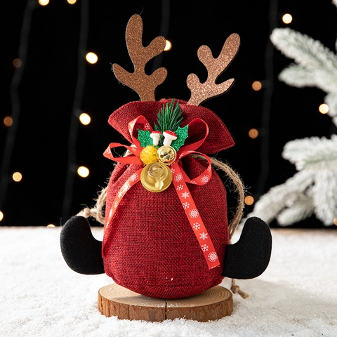 Weihnachtsgeschenktüten Weihnachtsmann Schneemann Rentier Sackleinen Plüschstoff Kordelzug Süßigkeiten Apfelverpackung