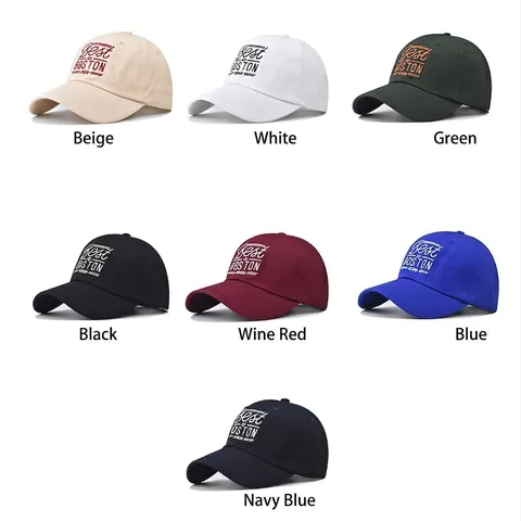Cotton Baseball Cap Vintage Boston Embroidery Adjustable Dad Hat Retro Casual Sun Hat For Men Women