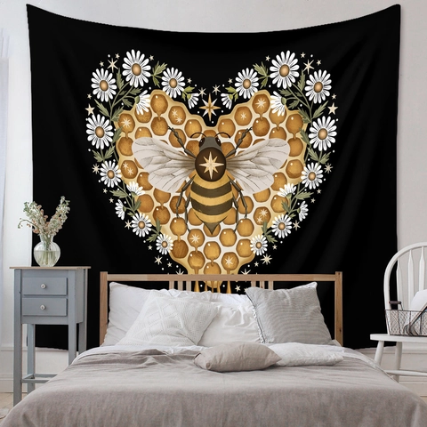 Bohemian Wall Tapestry Polyester Mystical Moth Butterfly Moon Phase Mushroom Vintage Home Decor For Bedroom Living Room