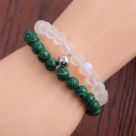 Magnetic Beaded Bracelets For Couples Natural Stone Elastic Rope Attraction Jewelry Trendy Lovers Gift