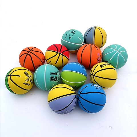 Mini Rubber Bouncy Ball Hollow Elastic Stress Relief Toy Basketball Soccer Design For Kids