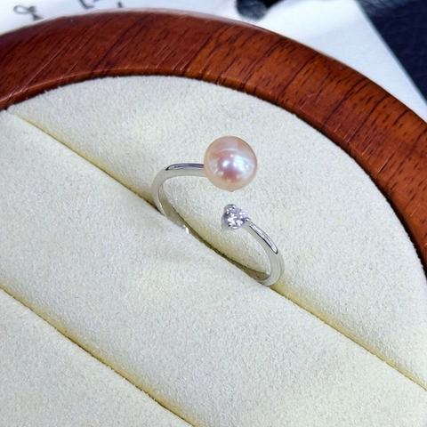 Süßwasserperle Verstellbarer Offener Ring Für Damen Kupfer Weißgold Galvanisiert Strass Minimalistischer Schmuck Geschenk Alltag