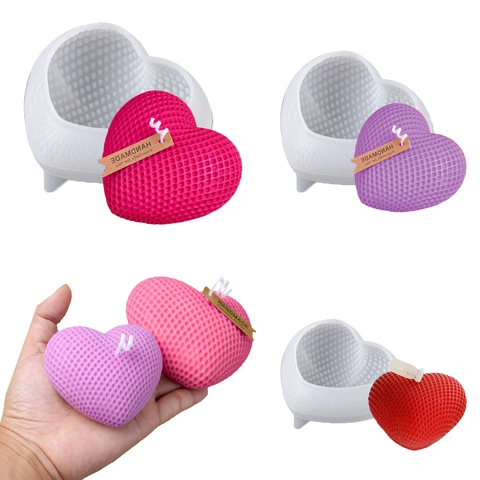 Stampo In Silicone A Forma Di Cuore Trama Intrecciata A Maglia Per Candele Profumate Fai Da Te Sapone Gesso Resina