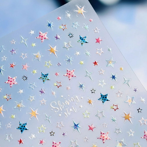 Adesivi Per Unghie Stella 3D Colorati Shining Star Relief Decalcomanie Decorazione Manicure Fai Da Te Per Donne Ragazze