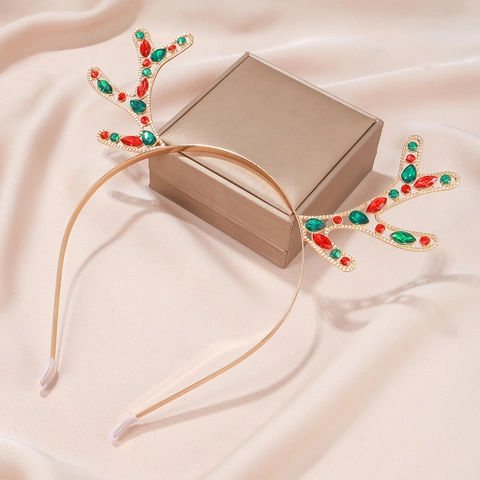 Weihnachts Rentier Geweih Stirnband Legierung Strass Festlicher Haarreif Party Accessoire Für Damen Mädchen Elegant