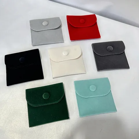 Jewelry Pouch Velvet Snap Button Envelope Small Bag Storage For Necklaces Rings Earrings Portable Soft Multi Color