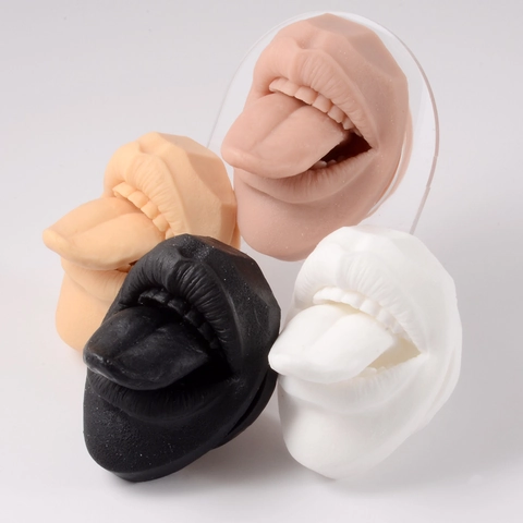 Modello Di Pratica Per Piercing Bocca Lingua In Silicone Realistico Con Supporto In Acrilico Strumento Per Allenamento Gioielli