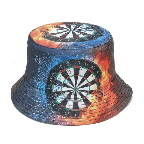 Dartbord Print Emmer Hoed Polyester Ijs Vuur Grafische Zonbescherming Outdoor Streetwear Unisex