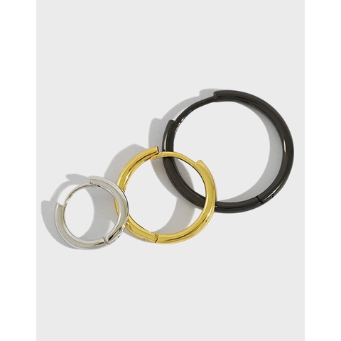Minimalist 925 Sterling Silver Hoop Earrings For Women Geometric Round Circle Earring Gold Silver Black Plated Jewelry
