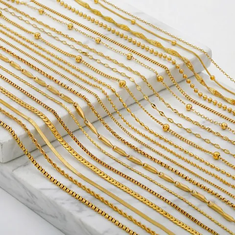 Minimalist 18K Gold Plated 316 Stainless Steel Chain Necklace Unisex Versatile DIY Jewelry Accessory Link Snake Box
