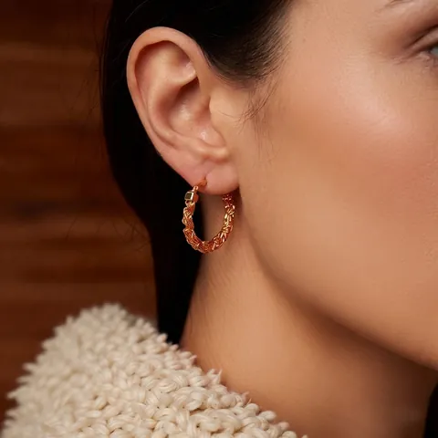 Copper Hoop Ohrringe Mit Silver Earring Post Gewebte Geflochtene Textur Minimalistischer Retro Stil Für Damen
