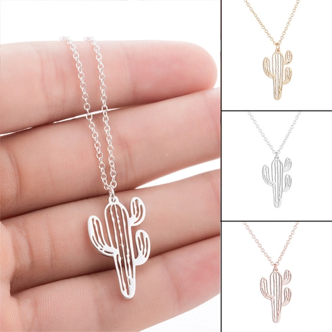 Collar Con Colgante De Cactus Acero Inoxidable Hueco Minimalista Joyería De Nicho Para Mujer Moda Accesorios Diarios