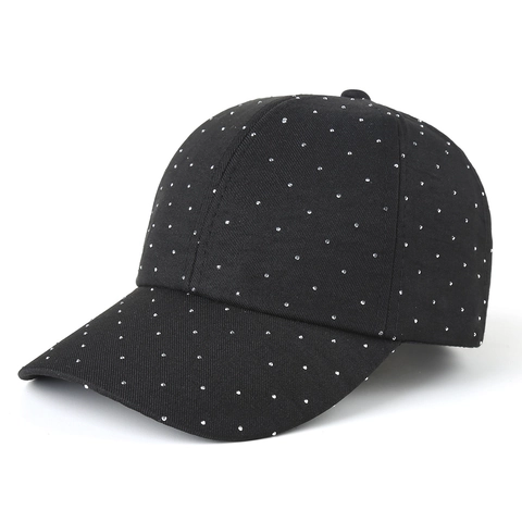 Glimmende Strass Honkbalpet Polyester Ademend Zonbescherming Verstelbaar Outdoor Mode Voor Dames