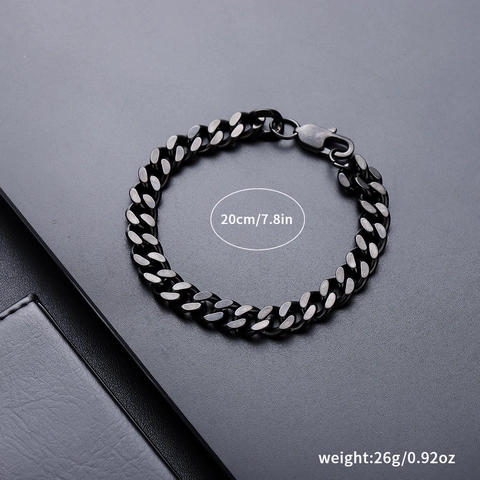 Black Stainless Steel Chain Bracelet For Men Hip Hop Cuban Figaro Snake Bone Link Jewelry