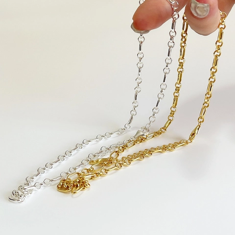 Collana Girocollo A Catena Grossa In Argento Sterling 925 Minimalista Maglia Figaro Per Donna Gioielli Placcati Oro