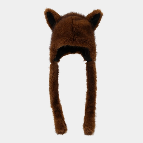 Cappello Di Peluche Con Orecchie Di Volpe Ecopelliccia Caldo Inverno Paraorecchie Antivento Unisex Stile Trapper