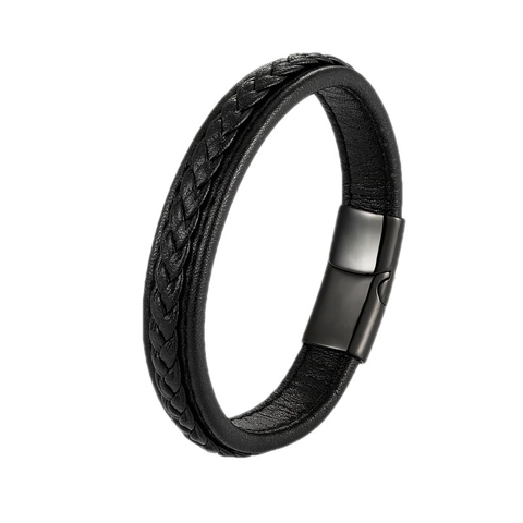 Pulsera De Cuero Trenzado Con Cierre Magnético De Acero Inoxidable 316L Joyería Vintage Tejida A Mano Para Hombres