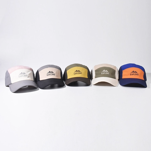 Multi Color Five Panel Camp Cap Berg Stickerei Explore Outdoor Baumwolle Verstellbarer Sonnenschutz Hut