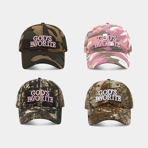 Camouflage Cotton Baseball Cap With God's Favorite 3D Letter Embroidery Adjustable Distressed Sun Protection Hat