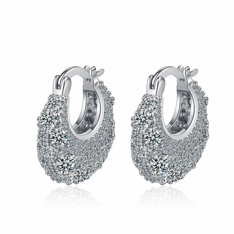 Funkelnde Micro Pave Zirkon Taschenform Huggie Hoop Ohrringe Kupfer Mit 925 Sterling Silber Ohrstecker