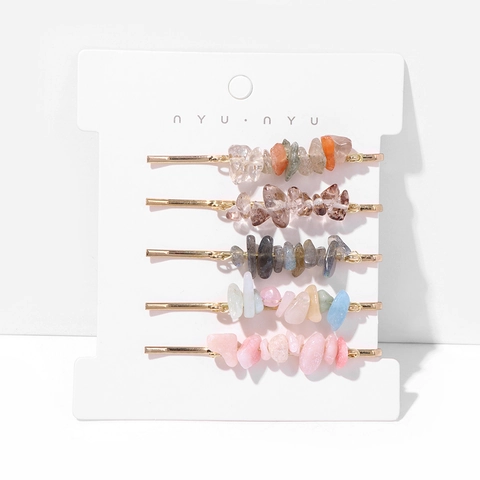 Natuurlijke Gebroken Steen Haarclip Set Minimalistische Legering Metalen Schuifspeldjes Voor Dames Dagelijks Feest Accessoires