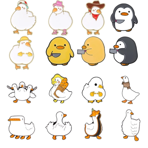 Lindos Pines de Esmalte de Pato de Dibujos Animados Divertidos Animales Meme Broches de Aleación para Ropa Mochila Chaquetas Insignia