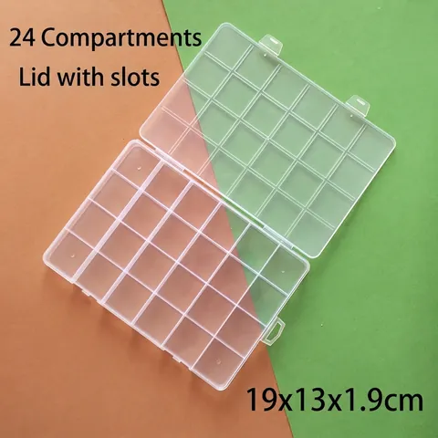 Fixed 24 Grids Transparent Plastic Storage Box For DIY Jewelry Beads Earrings Small Parts Organizer Case Container