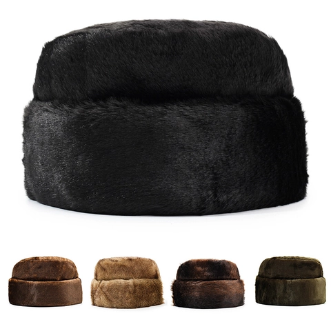 Cappello Invernale Da Uomo In Pelliccia Sintetica Stile Cosacco Senza Tesa Miki Con Fodera Trapuntata Per Esterno
