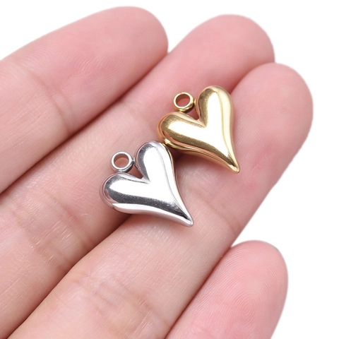 Herz Anhänger Edelstahl 18K Vergoldet 3D Poliert Unregelmäßige Form Für DIY Schmuckherstellung Mode