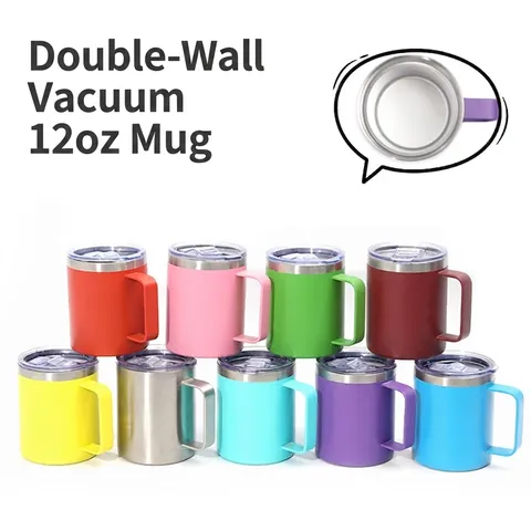 Insulated Mug With Handle Double Wall Vacuum 304 Stainless Steel Coffee Cup Thermal Tumbler With Lid For Home Office