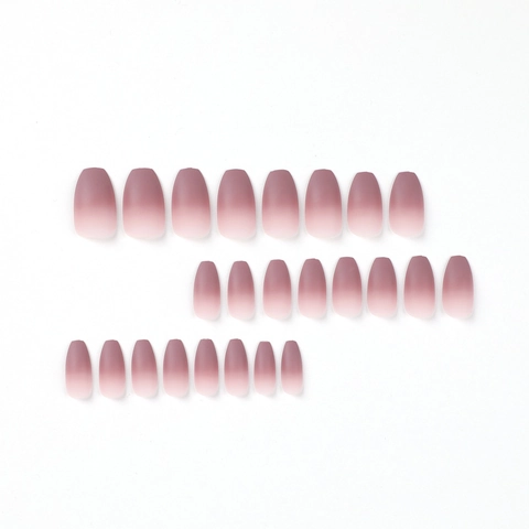 Matte Gradient Press On Nails Grape Purple Pink Short Coffin Shape Ballerina Elegant Full Cover Fake Nails DIY Manicure