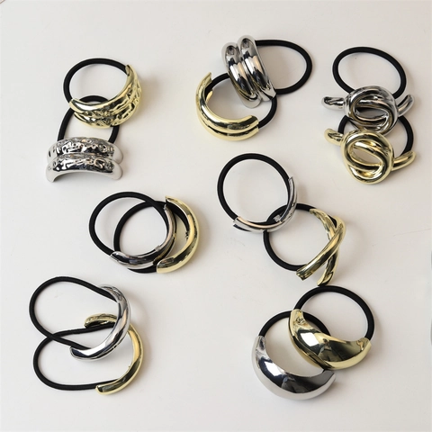 Hair Ties Minimalist Metal Alloy Arched Geometric Ponytail Holder High Elastic Hair Ropes Accessories For Women Girls