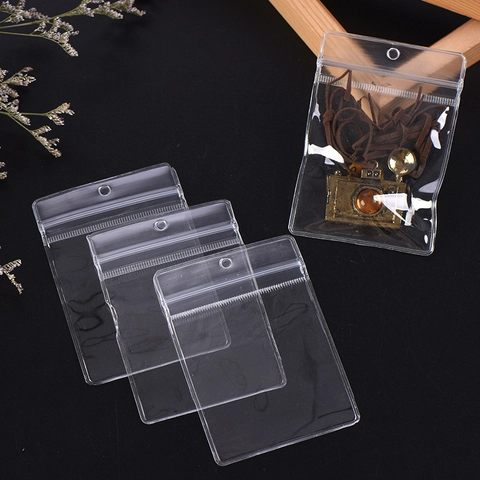 Clear Jewelry Packaging Bags Thickened PVC Resealable Ziplock Pouch Anti-Oxidation Storage Organizer With Hanging Hole
