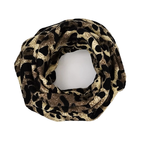 Bonnet Beanie Souple Imprimé Léopard Tricot Polyester Cache-Col Multifonctionnel Respirant Chaud Hiver Foulard Unisexe