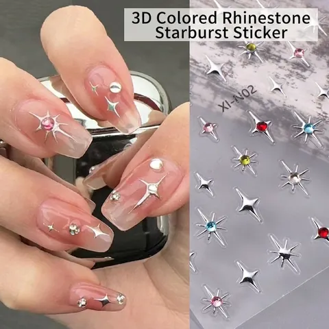 Adesivi Per Unghie A Stella 3D Strass Luccicanti Decalcomanie Per Manicure Autoadesive Decorazioni Stellari Per Donne