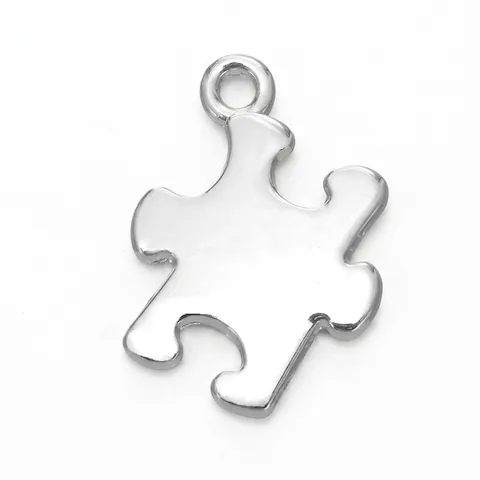 Puzzle Piece Pendant Alloy High Polished Glossy Metal Jigsaw Shape DIY Necklace Jewelry Charm For Men Women