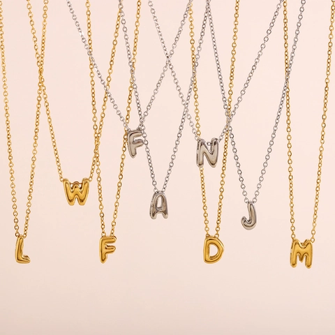 Collar Con Colgante De Letra Inicial Acero Inoxidable Chapado En Oro 18K Joyería Minimalista Hueca Para Mujeres Niñas