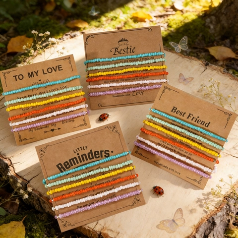 Handgemachtes Samenperlen Armband Buntes Stapelbares Boho Minimalistisches Modeschmuck Geschenk