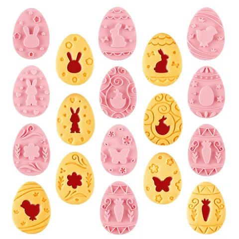 Ostern Ei Hase Keksausstecher 3D Press Kunststoff DIY Backen Prägewerkzeuge Dessert Fondant Kuchen Gebäck Deko