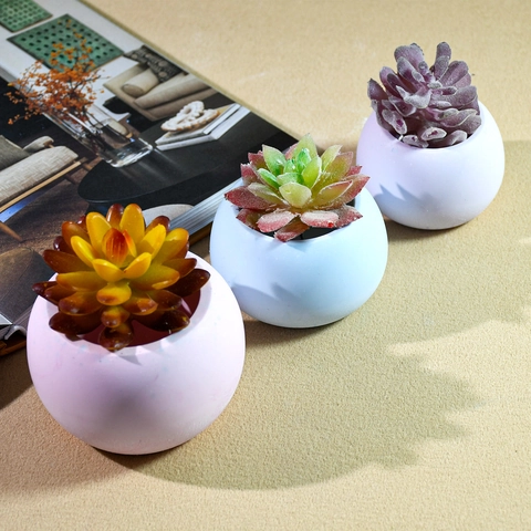 Moule En Silicone Rond Pot De Fleurs Succulentes Boîte De Rangement Aromathérapie Bricolage Ciment Gypse Jardinière Décor